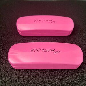 Set of 2 Betsy Johnson Girls Eyeglass Cases - Hard - Pink / Leopard / Stripe